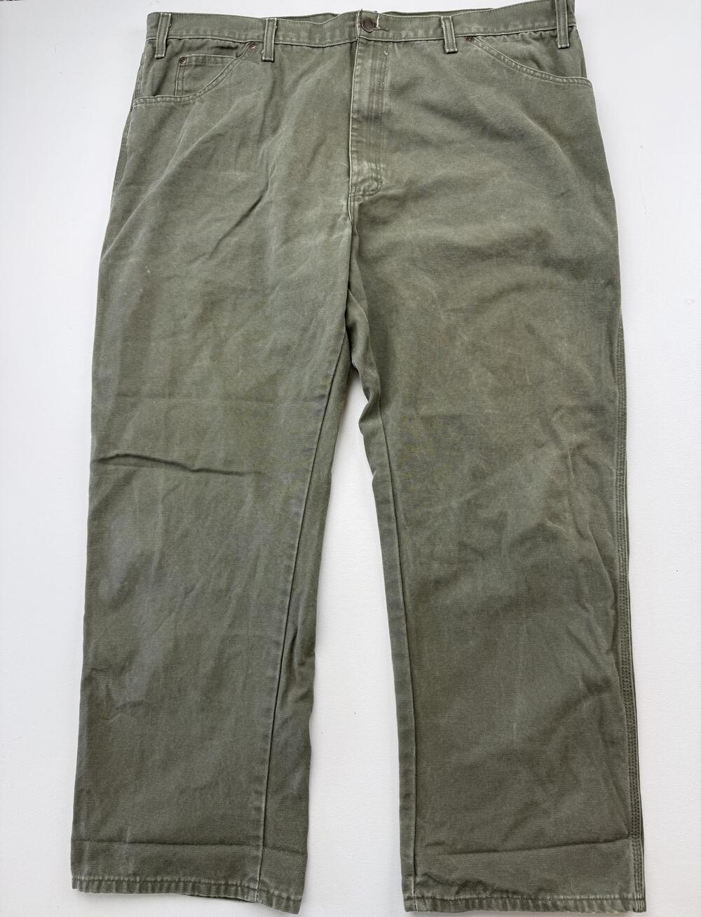 Dickies Pants Mens 44x30 Green Carpenter Regular Fit Canvas Workwear Utility